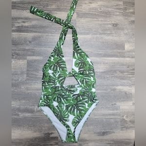 NWT Adore Me Tropical Green Plant One Piece Bathing Suit